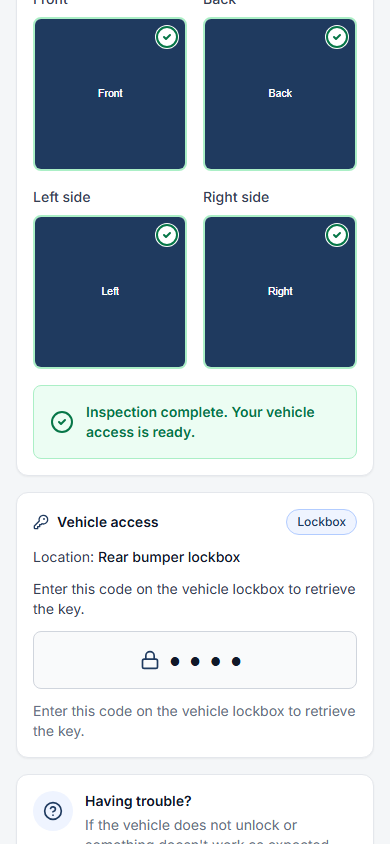 Scan & Go lockbox access code reveal interface