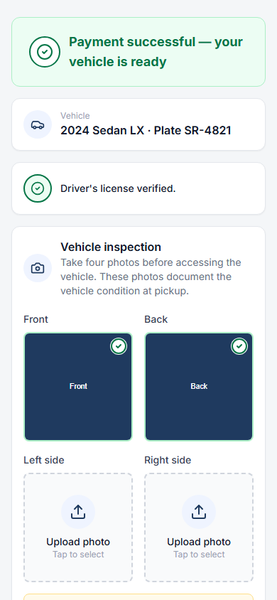 Scan & Go vehicle inspection workflow
